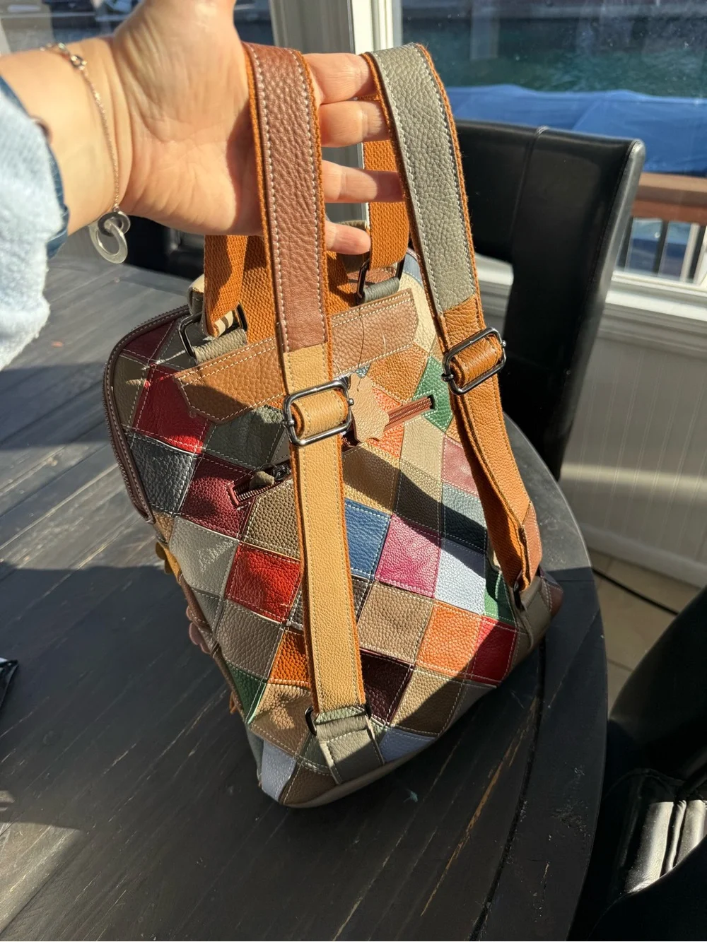 Multicolor Floral Appliqué Crossbody leather Bag - Women